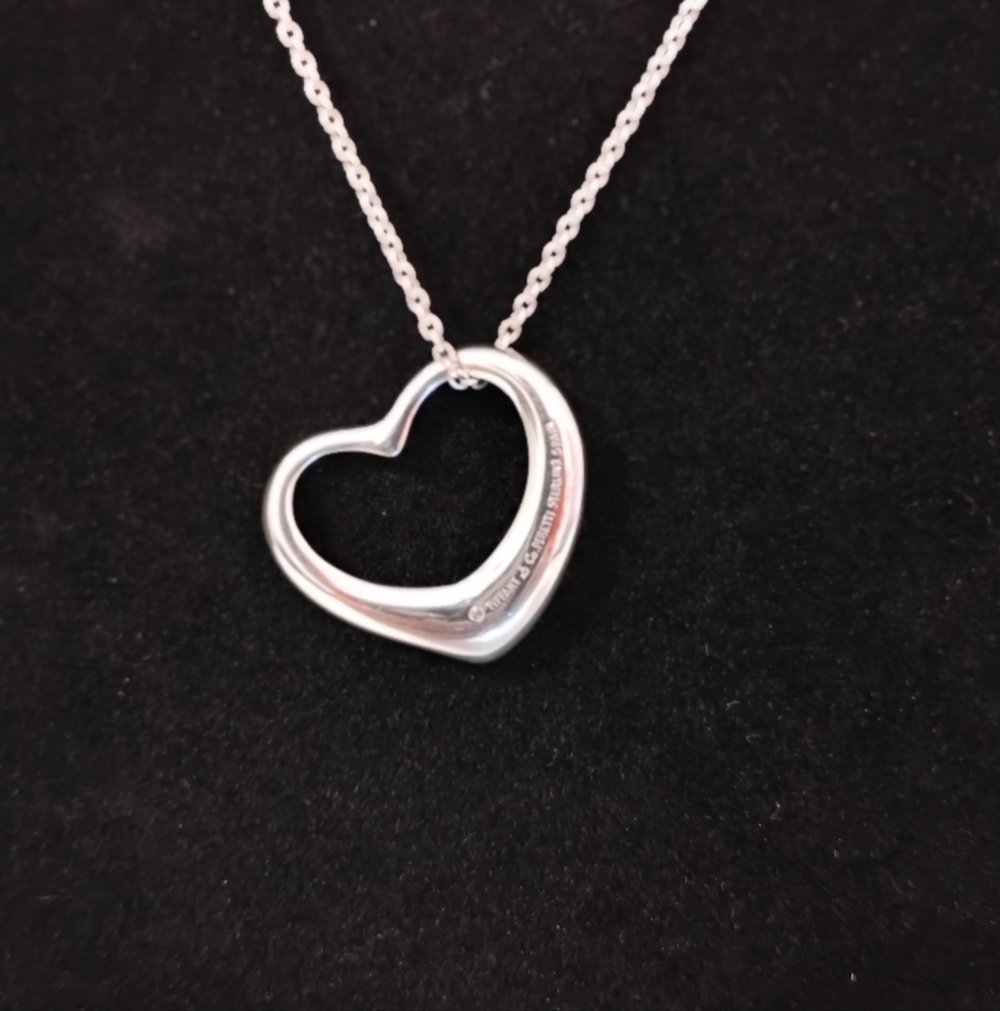 Tiffany Silver 925 Necklace - Elsa Peretti Extra Large Open Heart Pendant - Picture 9 of 10